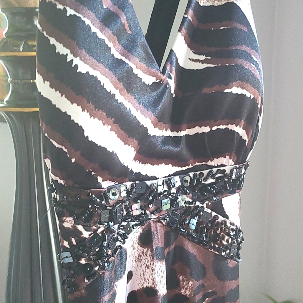 Morgan & Co Animal Print beaded Long gown - Picture 5 of 8